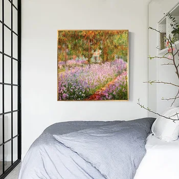 Reprodukcja chmura Monet kwiat obraz olejny na płótnie ręcznie malowane morze kwiatów krajobraz do salonu ścienny dekor malarstwo