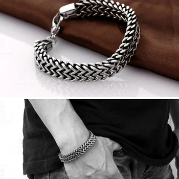 Retro bransoletka męska łańcuch ze stali nierdzewnej pod ręką bransoletki męskie akcesoria stalowe bransoletki łańcucha hip-hop prezenty dla mężczyzn