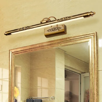 Retro Led lusterko światło z przodu 50 cm 8 W Europejski kosmetyczny oprawa próżność łazienka kinkiet brązowy akryl makijaż komoda kinkiety lampy
