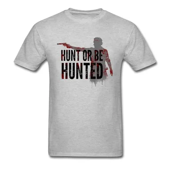 Retro punk męska koszulka Hunt Or Be Hunted The Walking Dead t-shirt O-neck tkanina bawełniana topy koszulki dla mężczyzn t-shirt lato