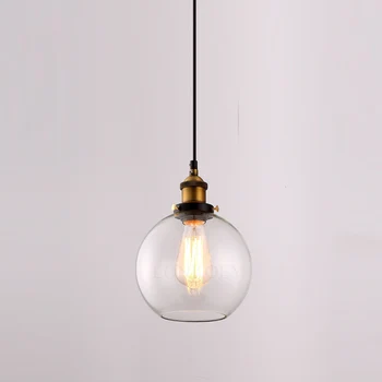 Retro vintage nasufitowe przezroczysty szklany klosz loft wiszące lampy E27 110V 220V do jadalni wystrój domu oświetlenia
