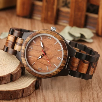 Retro zegar prosty zegar z czarnego drewna mężczyzna zegarka mężczyzna drewniany regulowany pasek analogowy zegarek Kwarcowy prezent zegarek reloj para hombre