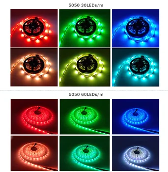 RGB LED Strip Lights Bluetooth Remote Control elastyczna taśma Fita SMD 5050 5M Taśma led DC12V DIY Mode sypialnia sufit kuchnia