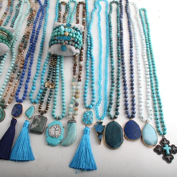 RH Hurtownia niebieski 20 szt. Mix kolor naszyjnik bransoletka zestaw moda Boho biżuteria handmade kobiety czeskie naszyjniki