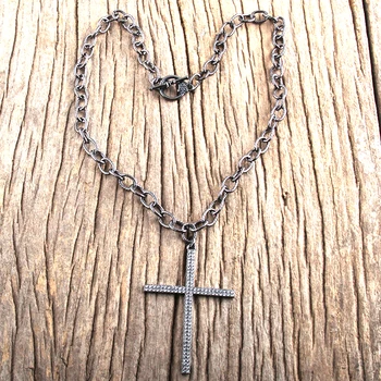 RH moda czeskie biżuteria ogniwa łańcucha krzyż utorować naszyjnik kobiety Boho naszyjnik prezent