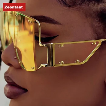 Rihanna na przewymiarowany okulary Kobiety 2020 luksusowe marki modne czerwone okulary Moda nowe nity czarne odcienie ogromne okulary UV400