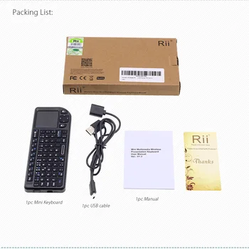 Rii Mini X1 Portuguese 2.4 GHz Mini Wireless Keyboard Air Mouse z panelem sterowania dla Android TV Box Mini PC IPTV Set-Top Box