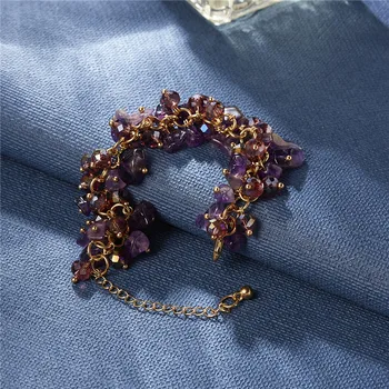Rinhoo 1 szt. handmade moda popularne kolorowe nieregularne żwir naturalny Kryształ łańcuch bransoletka dla kobiet prezent