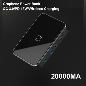 RIY Graphene two-way PD 18 QC 3.0 quick charge 20000MAH LCD wireless Power Bank z przenośnym 60w telefonem ładowarka adapter