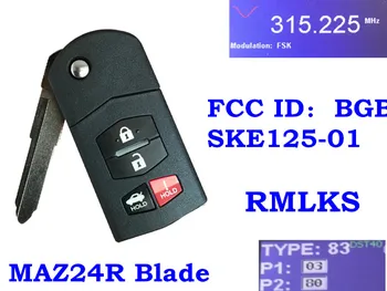 RMLKS Flip 313MHz 315MHz Remote Key Fob dla Mazda MX-5 Miata M M6 BGBX1T478SKE125-01 KPU41788 JX331BA5802C 4D63 80Bit Chip