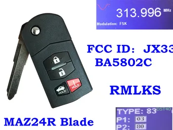 RMLKS Flip 313MHz 315MHz Remote Key Fob dla Mazda MX-5 Miata M M6 BGBX1T478SKE125-01 KPU41788 JX331BA5802C 4D63 80Bit Chip