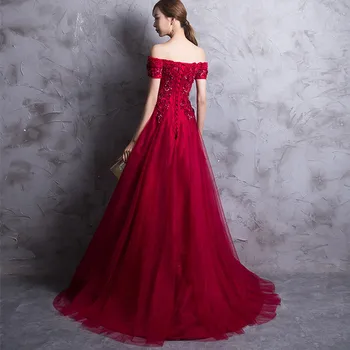 Robe De Soiree urocze koronki linkę długie suknie wieczorowe 2020 moda koronki z powrotem długość podłogi czerwona sukienka na studniówkę