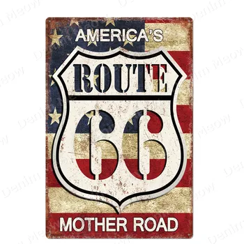 Route 66 tablica pamiątkowa America ' s Mother Road Vintage Metal Tin Signs Bar Cafe Home Outdoor Decor Historic Route Wall Art plakat N361