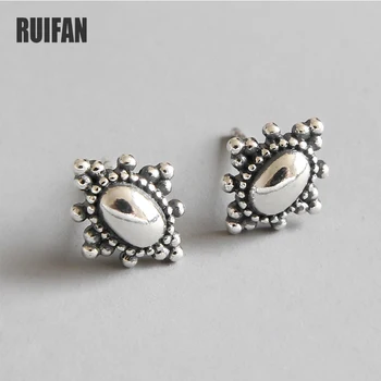 Ruifan Owalne Rocznika prawdziwe srebro próby 925 kolczyki pręta dla kobiet Kobieta tajski srebrny akcesoria mody biżuteria YEA422