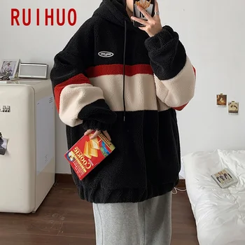 RUIHUO Кашемировая w paski bluza męska meble odzież casual Harajuku bluzy mężczyźni 2021 hip-hop sweter męska bluza z kapturem odzież M-2XL