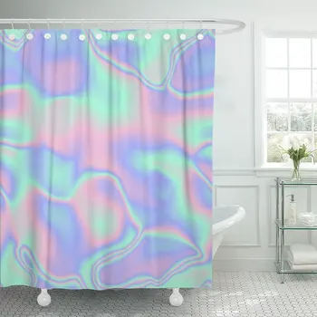 Różowa hologram holograficzne fale fioletowy opalizujący zasłony prysznicowe wodoodporna tkanina poliestrowa 72 x 72 cm z haczykami
