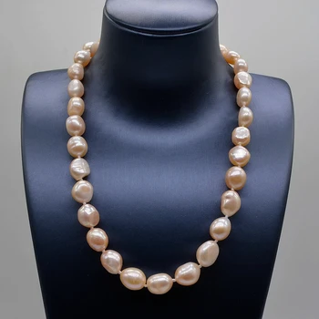 Różowe nieregularne naszyjnik z pereł, naturalna perła baroku, proste biżuteria pracownik biurowy, kobiecy naszyjnik z pereł