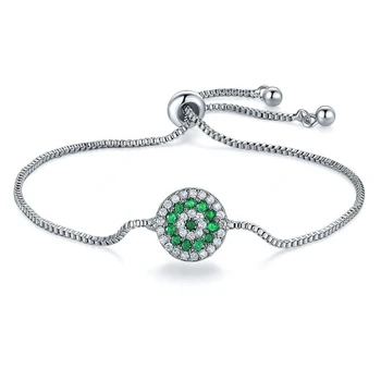 Różowy/niebieski/zielony/biały cyrkonia Kryształ okrągły kwiat regulowany bransoletka dla kobiet w srebrnym kolorze, Bransoletka ze stali nierdzewnej