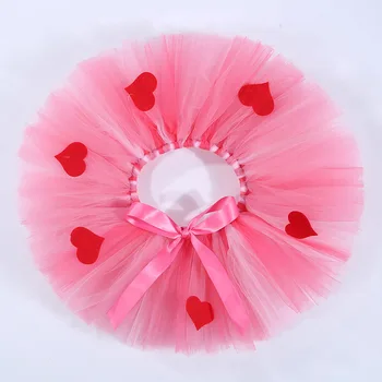 Różowy poliester tiul dziecko dziewczyna wspólna spódnica dla dzieci serce szablon Walentynki tutu spódnica dzieci księżniczka Alicja spódnice