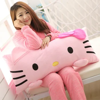 Różowy ładny Kawaii różowy kreskówka Kitty poduszka kreskówka kot pluszowe zabawki miękka poduszka prezent dla dziewczyn środek 60 cm
