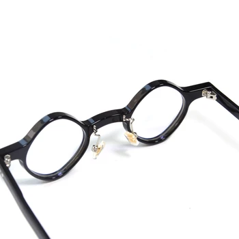 Ręczne Ацетатная Mała Многоугольная Oprawki Do Okularów Dla Mężczyzn Moda Eyewearing Dla Kobiet Pełna Czarna Ozdoba Okulary Przezroczyste