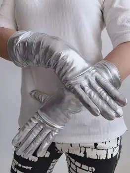 Rękawice 2020 nowe damskie srebrne овчинные rękawice skórzane średniej długości moda zimą ciepło piękne darmowa wysyłka skóra jazdy