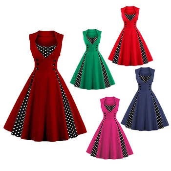 S-3XL szlafrok damski retro sukienka vintage 50-tych, 60-tych rockabilly dot huśtawka Pin Up letnie suknie wieczorowe elegancka tunika Vestidos casual
