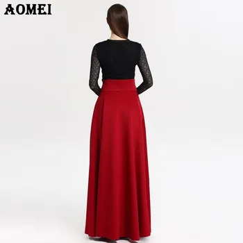 S M L 5XL nowy Wysoka Talia fałdy elegancka spódnica wino czerwony czarny jest kolorem długie spódnice kobiety Faldas Saia 5XL rozmiar plus panie Eyüp
