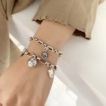 S925 srebro bransoletka dla kobiet koreański słoń bransoletka podwójny łańcuch biżuteria hurtowych
