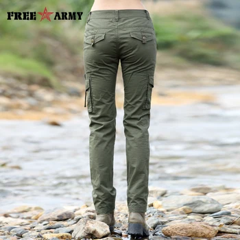 Samochody Pełne Spodnie Kobiety Army Zielony Cargo Kombinezon Spodnie Bawełna Nowa Moda Multi-Kieszenie Random Runner Spodnie Plus Size