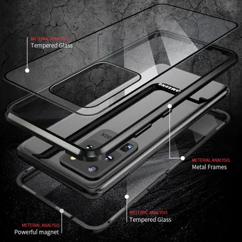 Samsung Samsung Galaxy Note 20 Ultra Case 360 dwustronna hartowanego szkła pokrywy etui do Samsung S20 Ultra Magnetic Metal Cover S20 Plus
