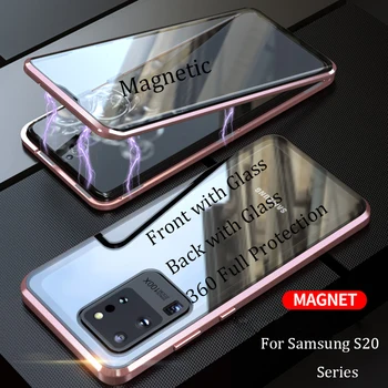 Samsung Samsung Galaxy Note 20 Ultra Case 360 dwustronna hartowanego szkła pokrywy etui do Samsung S20 Ultra Magnetic Metal Cover S20 Plus