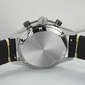 San Martin zegarek kwarcowy chronograf szwajcarski Ronda 5040F stal nierdzewna mężczyźni Szafir ceramiczny pierścień skóra świecące wodoodporny