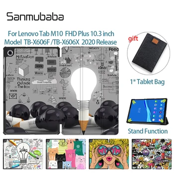Sanmubaba PU skórzane etui dla tabletu Lenovo Tab M10 FHD Plus 10,3 cala TB-X606F TB-X606X 2020 Folio Flip Shell Stand Caqa Coque