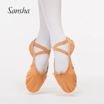 Sansha dorośli baletki płócienne Split podeszwa baletowe kapcie dla pań, mężczyźni, dziewczyny, kobiety Biały/ciało/różowy/czarny taneczne buty nr 88C