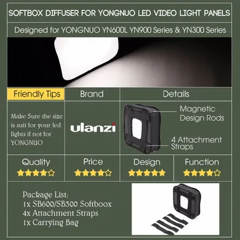 SB600/SB300 Studio dyfuzor Softbox dla YONGNUO YN600L II YN900 YN300 YN300 III Air Led Video Light Panel składany miękki filtr