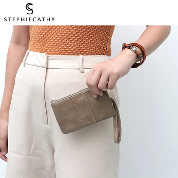 SC Casual Women Genuine Leather Small Wallet Coin Purses Female Fashion Leather Card Holder Mini Wristlet torby krótki portfel