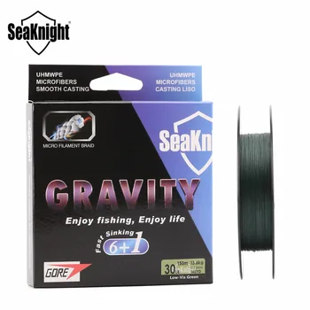 SeaKnight GRAVITY 150 m plecionka GORE 6+1 kosmyki szybko tonące PE linia zielona kolor mikro włókna oplotu 0.16-0.32 mm