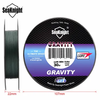 SeaKnight GRAVITY 150 m plecionka GORE 6+1 kosmyki szybko tonące PE linia zielona kolor mikro włókna oplotu 0.16-0.32 mm