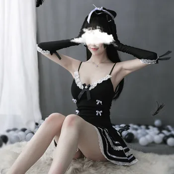 Seksowny kostium Babydoll dress uniform bielizna erotyczna gry fabularne bielizna cosplay francuski fartuch pokojówka twarda sługa Lolita