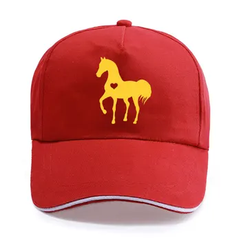 Serce konia śmieszne nadruki na czapki dla mężczyzn dla kobiet unisex regulowany prezent dla miłośników koni czapki hip-hop bawełniana kapelusze