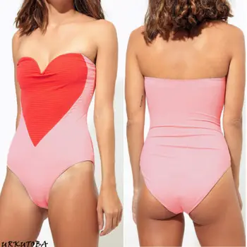 Serce Wydrukowane Nowe Brazylijskie Stroje Kąpielowe Sexy Kobiety Pływanie Miękki Strój Kąpielowy Jednoczęściowy Monokini Strój Kąpielowy Push-Up Bikini