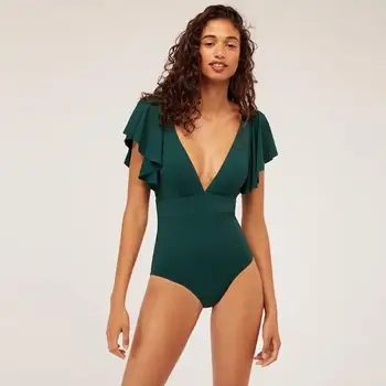 Sexy atak serca jednoczęściowy strój kąpielowy kobiety wzburzyć V-neck monokini 2020 nowe dziewczyny plażowy kąpielowy