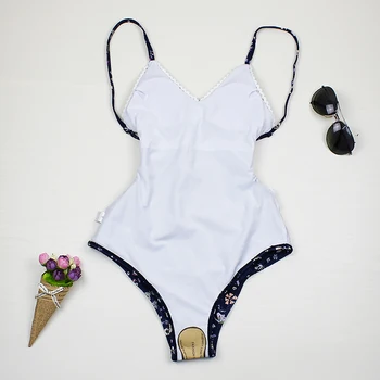 Sexy One Piece Swimsuit 2021 nowe stroje kąpielowe dla kobiet drukowanie monokini Vintage body niebieski kwiatowy plażowa letnia cap kąpiel odzież XL