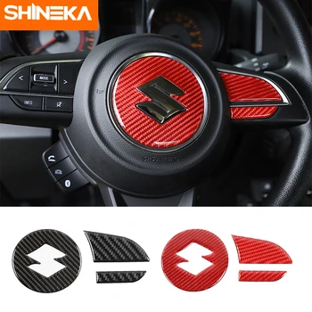 SHINEKA naklejki z włókna węglowego dla Suzuki Jimny 2019 kierownica samochodu środkowy przycisk dekoracji Pokrywa Suzuki Jimny 2019 2020