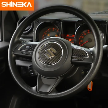 SHINEKA naklejki z włókna węglowego dla Suzuki Jimny 2019 kierownica samochodu środkowy przycisk dekoracji Pokrywa Suzuki Jimny 2019 2020