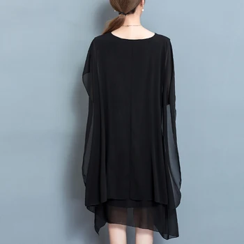 Shintimes koreańska wersja moda kobieca sukienka peleryna płaszcz szyfonowe sukienki 2019 lato L-5XL rozmiar plus czarna sukienka Vestido Mujer