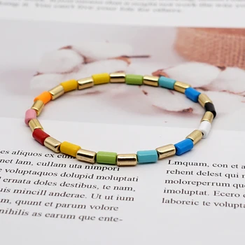 Shinus Boho Jewelry For Girl Rainbow Bracelet For Women Emal Tile Bracelets Summer Jewellry Multicolor Bead Accesorios Na Ramię