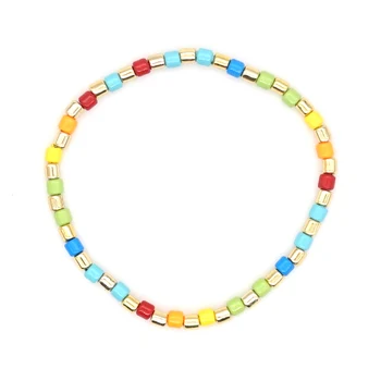 Shinus Boho Jewelry For Girl Rainbow Bracelet For Women Emal Tile Bracelets Summer Jewellry Multicolor Bead Accesorios Na Ramię