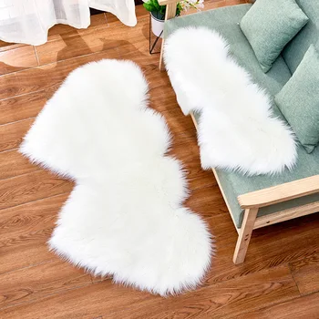 Sholisa Shaggy Shag dywaniki podłogowe ze sztucznego futra podwójna kształt serca 6 cm Stos puszysty dywan do siedzenia krzesło mata Home Deco Tapetes Vlo